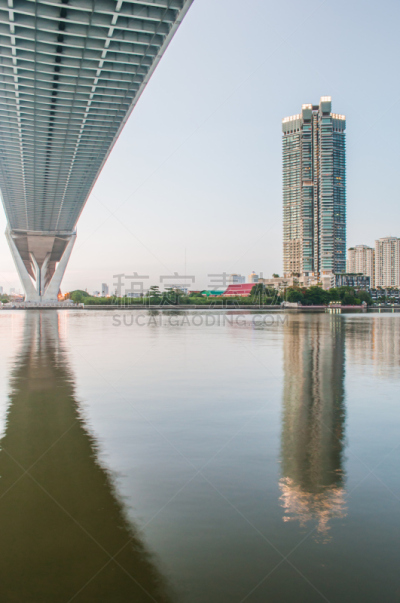 公路,湄南河,琴码,曙暮光,都市风景,垂直画幅,建筑,无人,北榄府,交通