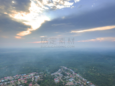 航拍视角,天空,风,水平画幅,高视角,无人,早晨,户外,马来西亚,无人机