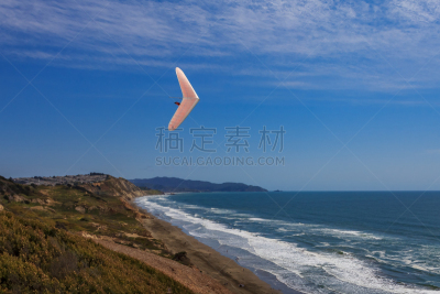 悬挂式滑翔运动,白色,机翼,男人,旧金山,斑点,数字1,在上面,飞