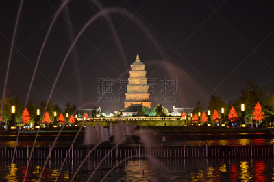 西安,方形画幅,大雁塔,陕西省,水平画幅,建筑,无人,建筑外部,户外,建筑结构