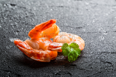 虾,岩石,特写,湿,上菜,挪威海蜇虾,食用大虾,胡荽籽,水,留白