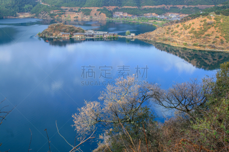 岛,泸沽湖,丽江,云南省,水,美,水平画幅,无人,湖,泰国