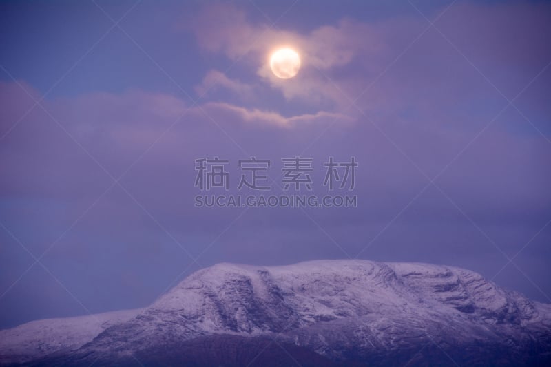 戈尔韦,雪,贝尔拉半岛,班特里海湾,半岛,水平画幅,山,无人,月亮,户外