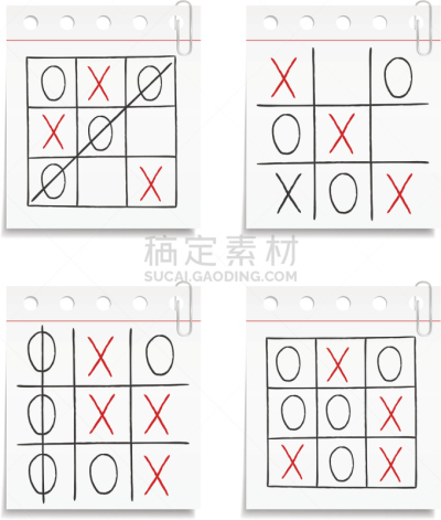 井字游戏,数字0,白色背景,书页,十字形,休闲游戏,背景分离,回形针,概念,谜题游戏