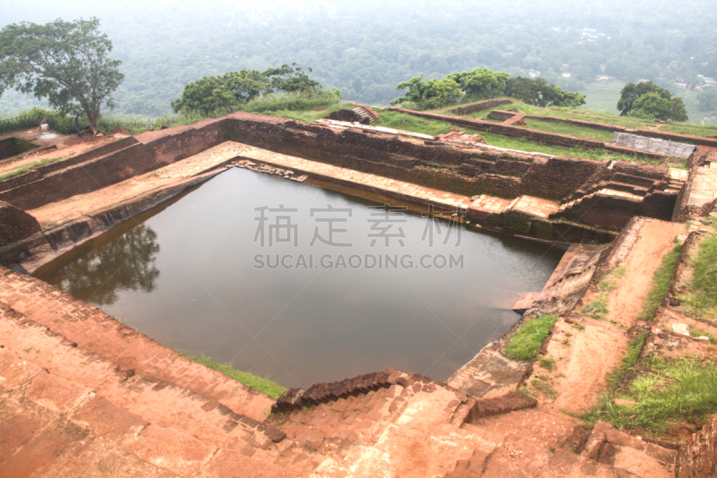 斯里兰卡,锡吉里耶,岩石,狮子,桨叉架船,自然,天空,水平画幅,地形,宫殿