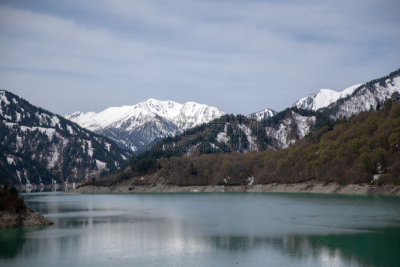 湖,风景,黑部水库,日本,山脉,立黑山部阿尔卑斯山脉路线,水,天空,雪,日本阿尔卑斯山脉