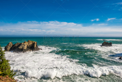 俄勒冈州,美国,地形,太平洋海岸,布鲁斯金城,水,天空,俄勒冈郡,水平画幅,无人