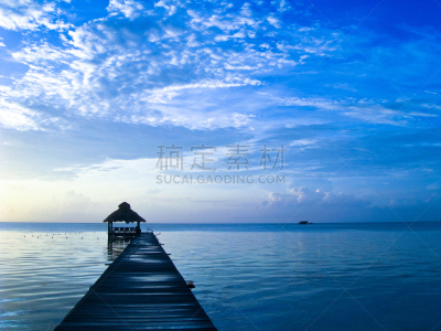 伯利兹,水,天空,度假胜地,水平画幅,无人,椅子,凉棚,早晨,户外