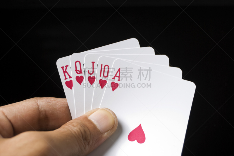 纸牌,红桃十点,杰克的心,红桃k,红心王后,红桃a,手持纸牌,同花大顺,休闲游戏,图像