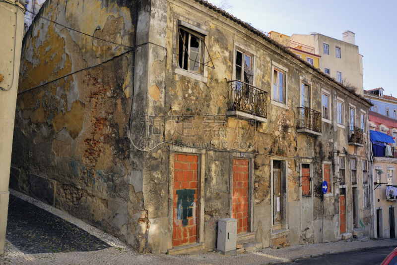 过时的,建筑外部,阿尔法玛地区,顶楼公寓,天空,水平画幅,风化的,无人,古老的,户外