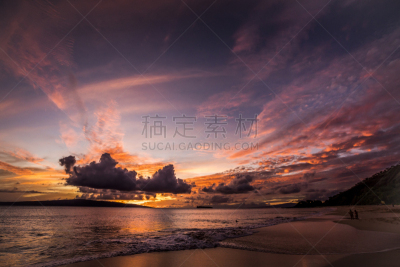 玛凯那海滩,毛伊岛,鸡尾酒,水,留白,水平画幅,云,无人,夏天,户外