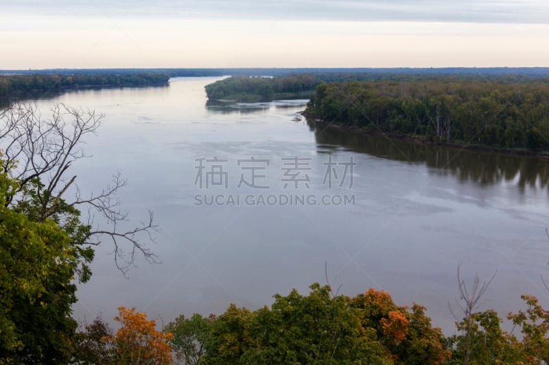 密西西比河,汉尼拔市,密苏里,自然,水,水平画幅,地形,秋天,无人,户外