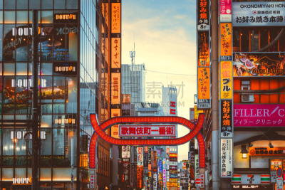 新宿区,东京,交通,黄昏,现代,商业金融和工业,行人,户外,布告栏