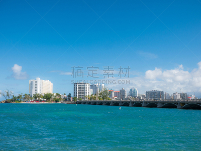 波多黎各,康达多滩,城市天际线,圣胡安,商务,照明设备,曙暮光,热带气候,黄昏,现代