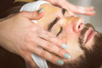 美容师,黄金,男人,替代疗法,滑板公园,防护面罩,金叶,健康水疗,美,男子气概