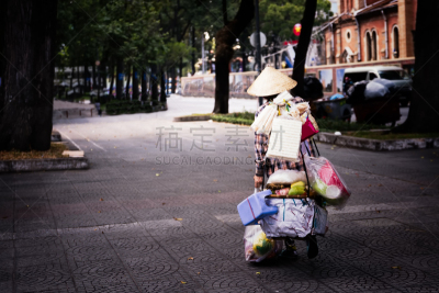 生活方式,越南人,女人,锥形帽,东南亚半岛,肖像,平衡,东亚人,工作年长者,户外