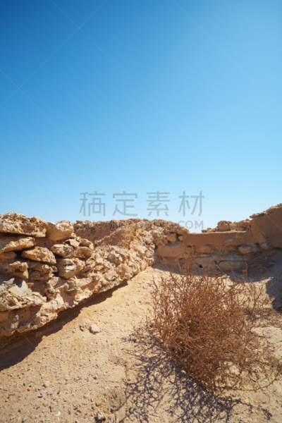 沙漠,祖巴拉堡,商栈,垂直画幅,垃圾,天空,留白,褐色,沙子,岩石