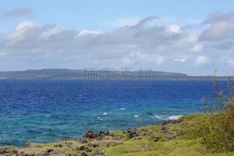 山羊岛,tinian,地形,水下,绿色,蓝色,图像,水平画幅,无人,草