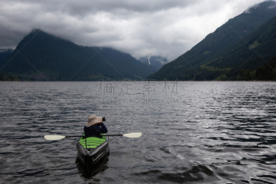 湖,皮划艇,水,天空,休闲活动,旅行者,仅男人,仅成年人,北美,运动