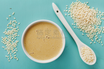 芝麻酱,芝麻,研磨食品,胶水,自制的,希腊食物,水平画幅,高视角,素食,无人