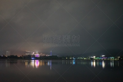 夜晚,湖,韩国,水平画幅,地形,无人,户外,摩天轮,庆州市,多色的