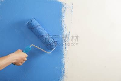 白涂料,特写,住宅房间,壁画,滚刷,涂料,墙,油漆工,彩色图片,房地产