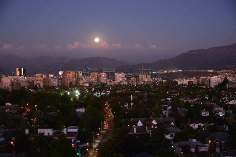 月亮,山,智利,圣地亚哥德古巴,充满的,安地斯山脉,mount anderson,月光酒,天空,水平画幅