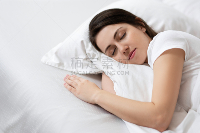 床,女孩,白色,可爱的,平和,舒服,肖像,一个人,青年女人,床上用品