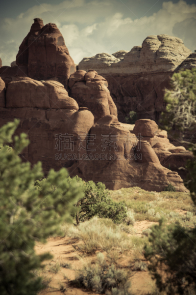 滑石小道,精致拱石,摩押,红岩石,垂直画幅,沙子,无人,户外,云景,石头