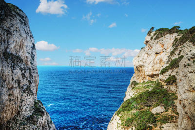 岩石,云,在下面,海滩,piana,撒丁岛,水,天空,水平画幅,无人