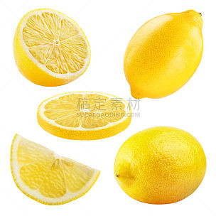 柠檬,熟的,自然,黄色,白色背景,清新,食品,图像,切片食物,素食