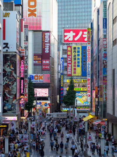 日本,秋叶原,东京,垂直画幅,美,地形,建筑,夜晚,斑点,户外