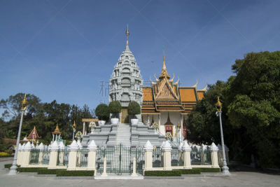 金边,柬埔寨,佛塔,建筑结构,亚洲,诺罗敦西哈努克,图像,著名景点,无人,银寺
