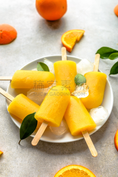 自制的,冰,棒棒糖,橙汁,棍,寒冷,波兰,清新,食品,果汁冰糕