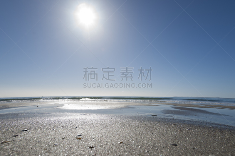 帕帕摩瓦海滩,水,天空,留白,水平画幅,沙子,无人,夏天,户外,芒格努伊山