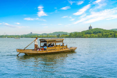 杭州,风景,俄亥俄河,西湖,水,天空,夏天,光,湖