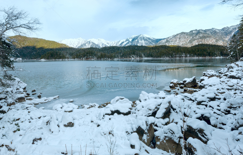 艾博湖,湖,冬天,水,天空,水平画幅,雪,无人,早晨,户外