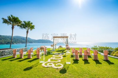 草坪,浪漫,海洋,婚礼,酒店,屋顶,风景,水,天空,美