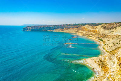 海湾,塞浦路斯,自然界的状态,利马索尔,海岸线,园林,绿松石色,背景,地中海,岩石