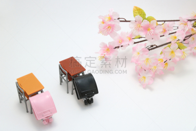 樱花,白色背景,欧洲赤松,水平画幅,无人,椅子,未成年学生,行李,知识,小雕像