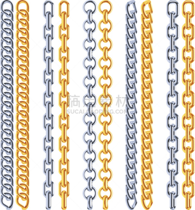 珠宝,矢量,黄金,银,链,金链,垂直画幅,绘画插图,古老的