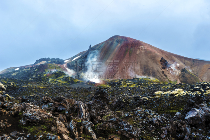 午夜,火山,兰德玛纳,喷气孔,冰岛国,山,熔岩,动作,布告栏,国家公园