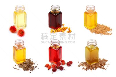 食用油,白色背景,分离着色,芥菜,印度草医学,水平画幅,玻璃,生食,维生素,组物体