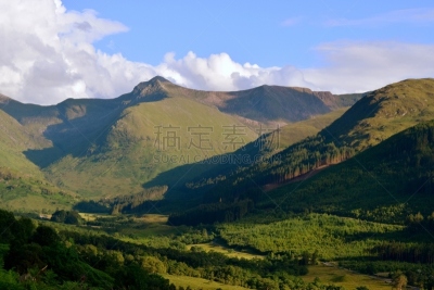 山谷,尼维斯峡谷,尼维斯山,威廉堡,宁静,水平画幅,地形,无人,苏格兰,夏天