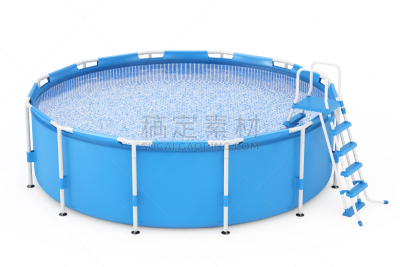 水,蓝色,梯子,游泳池,圆形,移动式,三维图形,户外,塑胶,泳池边