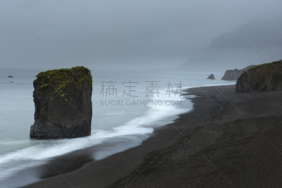 巨大的,冰岛国,海滩,摇滚手势,黑色,维克,环境,天气,大西洋,著名景点