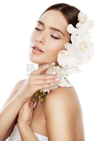 分离着色,兰花,美容院,彩妆,女人,时装模特,人的脸部,自然,美容,花