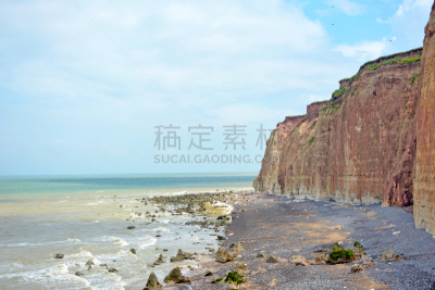 法国,诺曼底,风景,海洋,地平线,悬崖,地形,船,塞纳河,空的