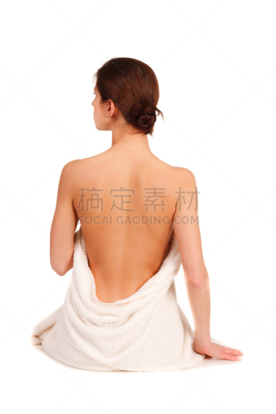 spa美容,背面视角,垂直画幅,太空,女人,健康,化妆用品,毛巾,2015年