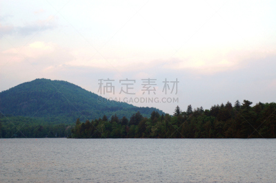 湖,山,水,水平画幅,夜晚,无人,户外,针叶树,树林,常绿树